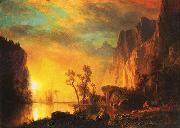 Albert Bierstadt Sunset in the  Rockies Sweden oil painting artist